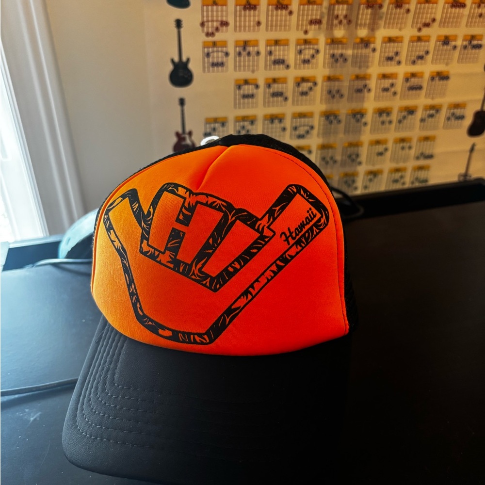 Orange Shaka Sign Trucker Hat